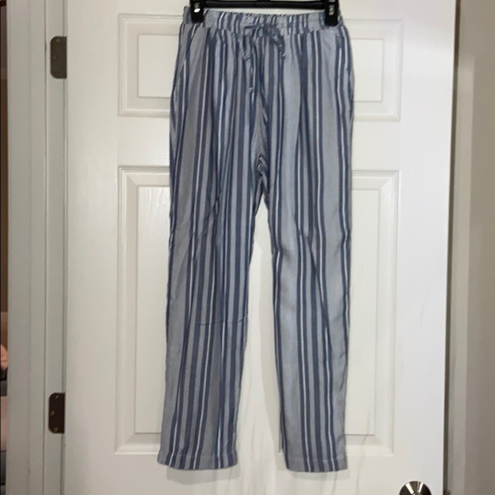 🐠Blue & white stripe comfy pants elastic waist